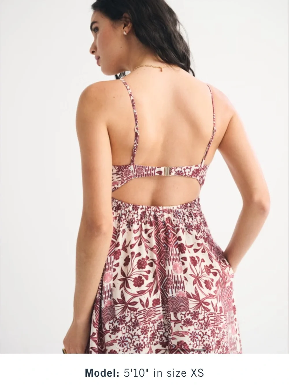 Abercrombie & Fitch Pink and White Printed Bra-Free Clasp-Back Maxi Dress